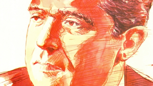 Jacques Klein, em ilustração de Mariano Martins presente na capa do LP "Beethoven - Sonatas p/ piano Op.110 e Op.111" (Philips 41103215), lançado em 1983.
